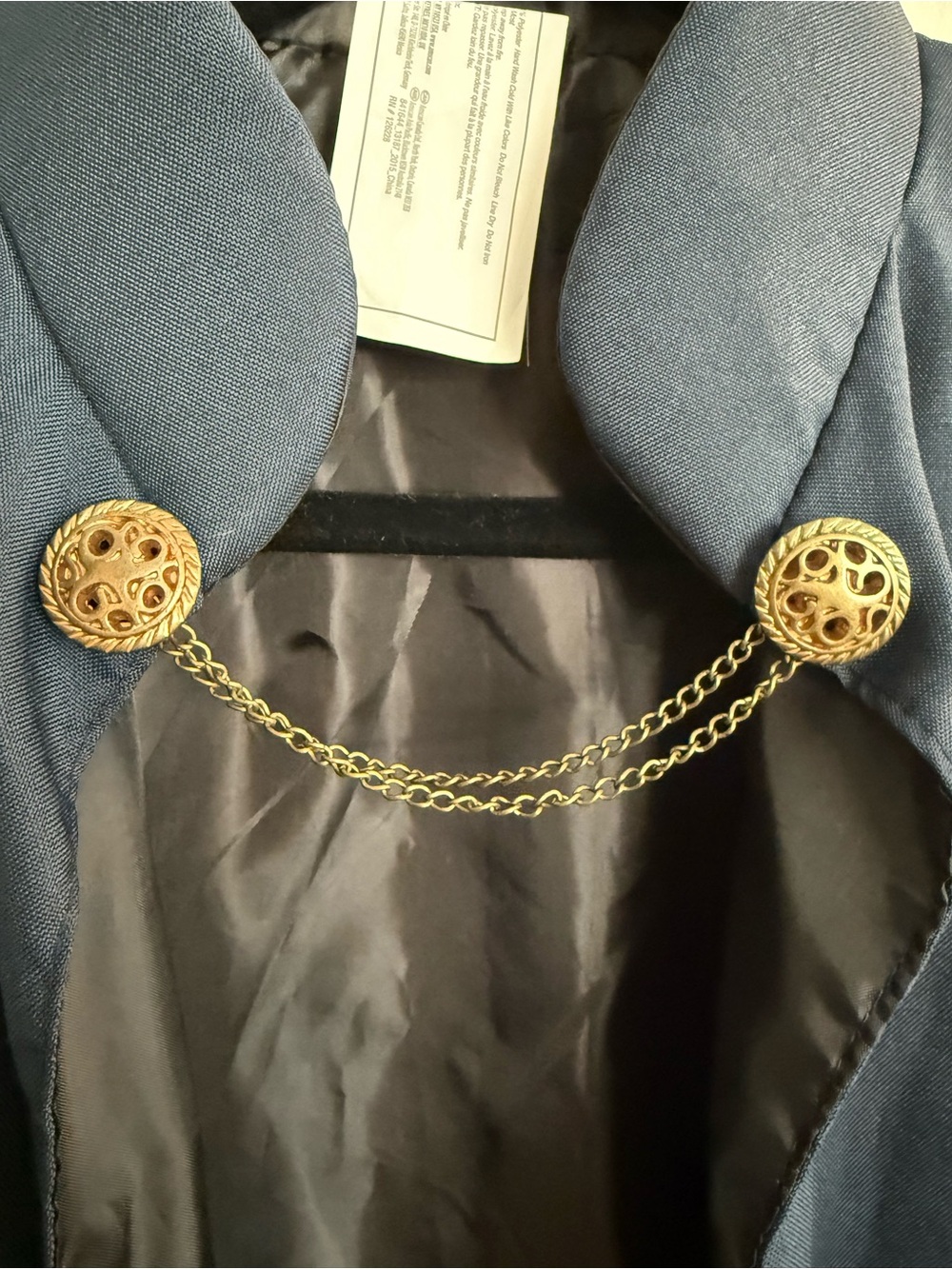 AMSCAN Navy Blue Costume Cape Cloak with Gold Chain Clasp One Size - Picture 3 of 4
